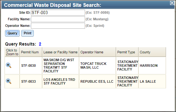 Commercial Waste Disposal Site search results