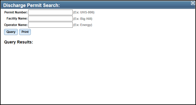 Discharge Permit Search dialog box