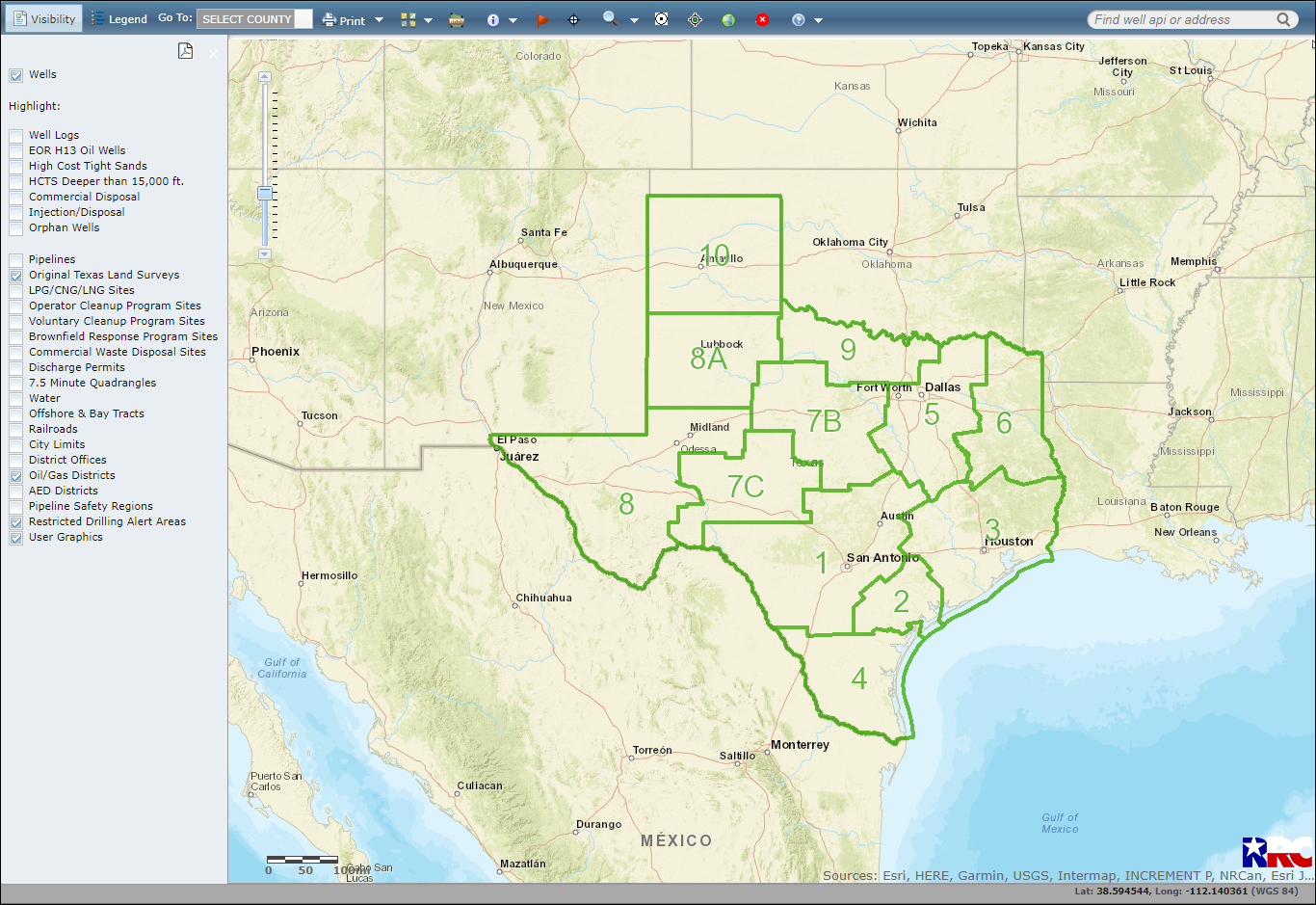 GIS Viewer main window with the Visibility pane displayed