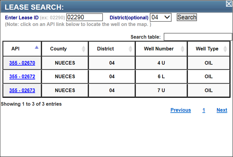 Lease Search results