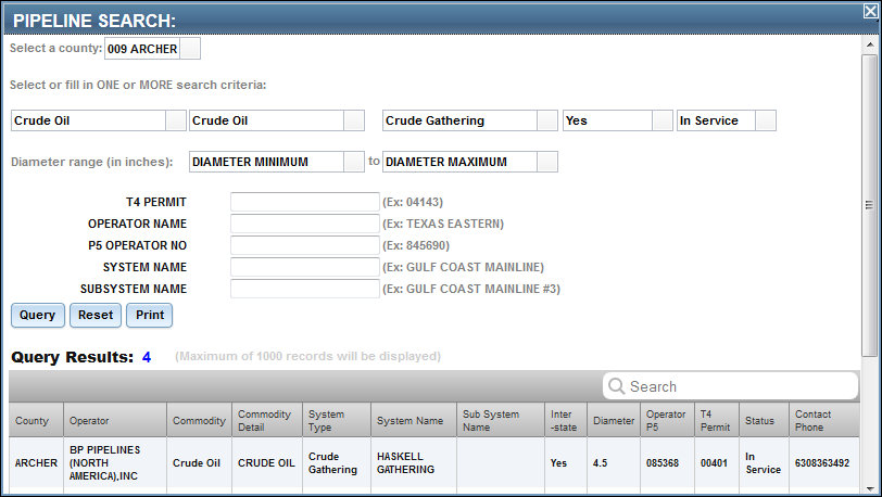 Pipeline Search results