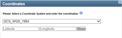 Coordinates dialog box